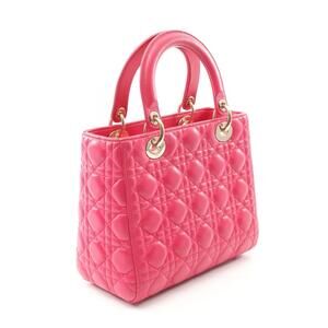 Dior Lady Handbag Leather Red